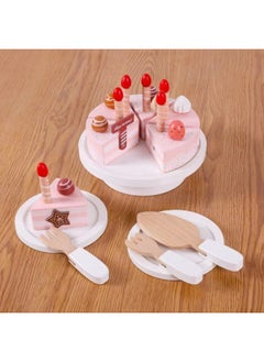 Generic Children's Simulation Coffee Machine Dessert Afternoon Tea Shop Role-playing Selling Store Wooden Toy Kitchen Playset-Color:KBQ-Danish Noble White Cake 0.92  - Image 1