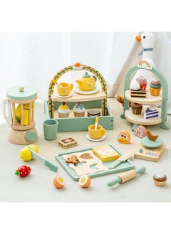 Generic Children's Simulation Coffee Machine Dessert Afternoon Tea Shop Role-playing Selling Store Wooden Toy Kitchen Playset-Color:KBQ-Danish Noble White Cake 0.92  - Image 4