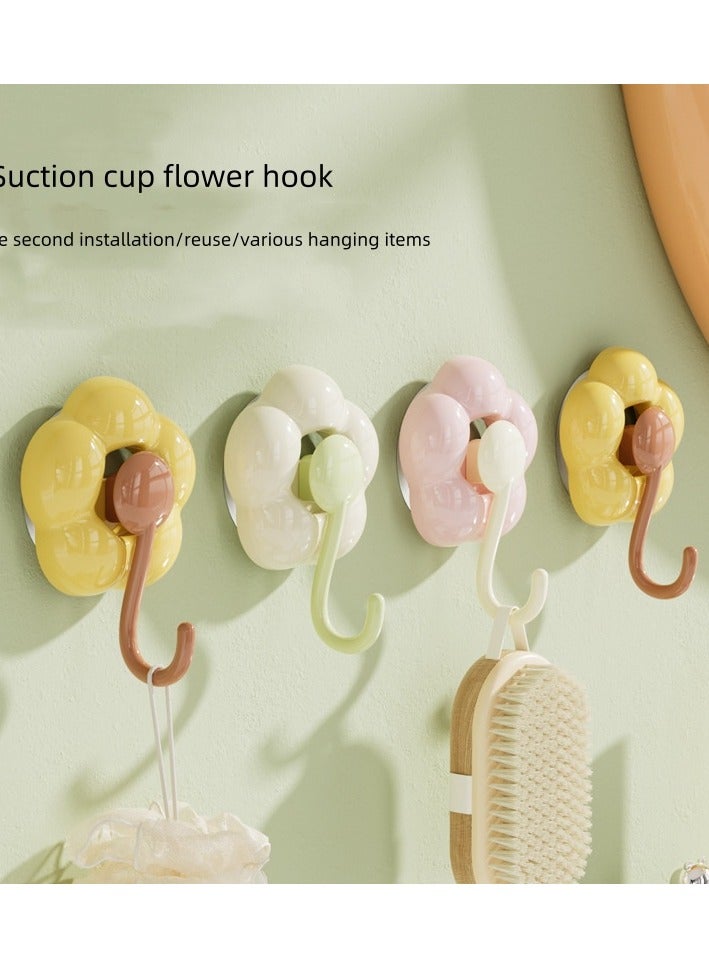 Flower suction cup hook without punching, strong load-bearing, traceless vacuum wall, kitchen, bathroom, toilet wall - Image 1