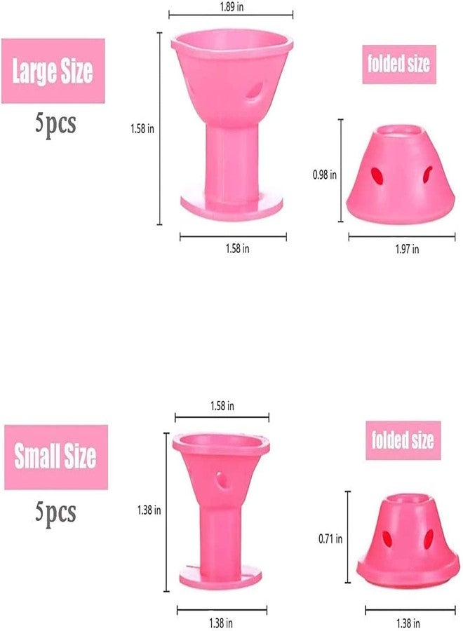 CUBIZ 10 Pcs Pink Silicone Hair Curlers Set, Magic Hair Rollers No Heat Hair Curlers Include 5pcs Large Silicone Curlers and 5pcs Small Silicone Curlers - DIY Styling Tools - Image 2
