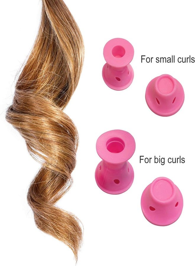 CUBIZ 10 Pcs Pink Silicone Hair Curlers Set, Magic Hair Rollers No Heat Hair Curlers Include 5pcs Large Silicone Curlers and 5pcs Small Silicone Curlers - DIY Styling Tools - Image 5