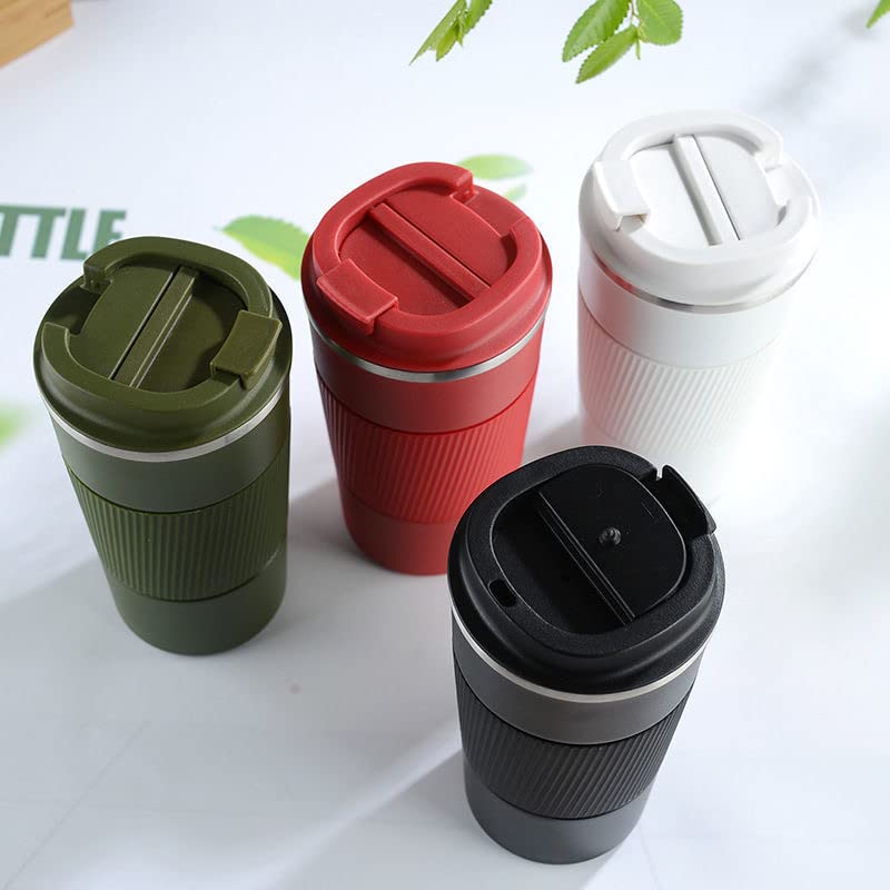 Wosta Travel Mug, Insulated Coffee Cup with Leakproof Lid,Vacuum Insulation Stainless Steel Reusable for Hot Cold Coffee, Non-Slip Protective Cover, (Army Green, 510 Ml) - Image 4