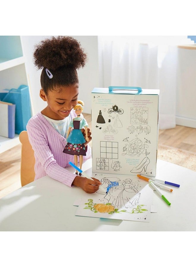 Disney store دميّة قصة الأميرة الرسمية من متجر ديزني (سندريلا) 11 بوصة، تشمل كتاب تلوين وفستان إضافي، دمية الأميرة بزي كلاسيكي، ألعاب أميرات للبنات - Image 4