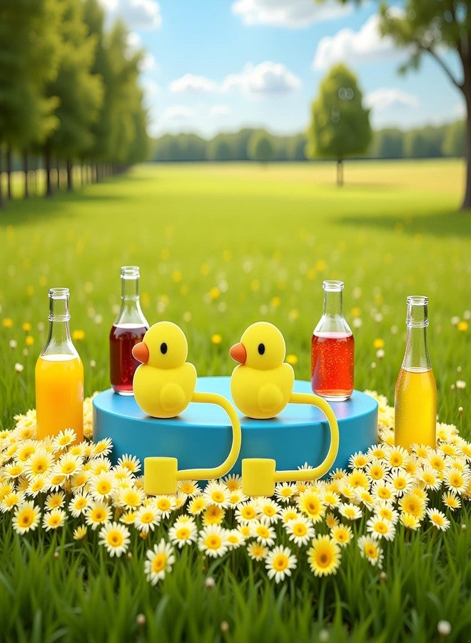 Zhuluck 2Pcs 10mm Duck Straw Cap, Cute Silicone Covers for Stanley Cup, Dust-Proof Reusable Tips Lids, Drinking Dispensers - Yellow - Image 5