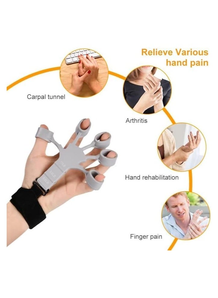 Generic Adjustable Resistance Forearm Grip Strengthening Set Finger Extension Exerciser Gray  - Image 2