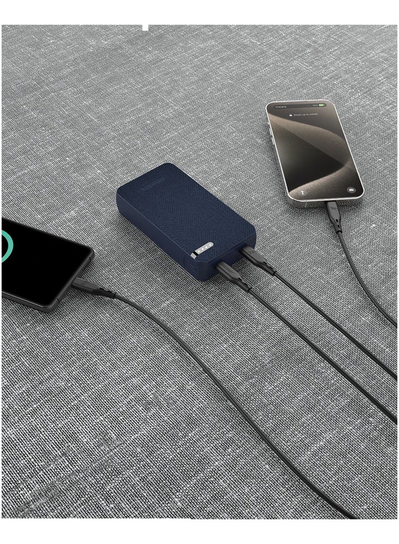Remson Remson Revo Charge 20000mAh Portable Power Bank 20W Power Delivery Dual USB-C Output with Leather Exterior Design Compatible for iPhone Tablet Samsung  - Image 2