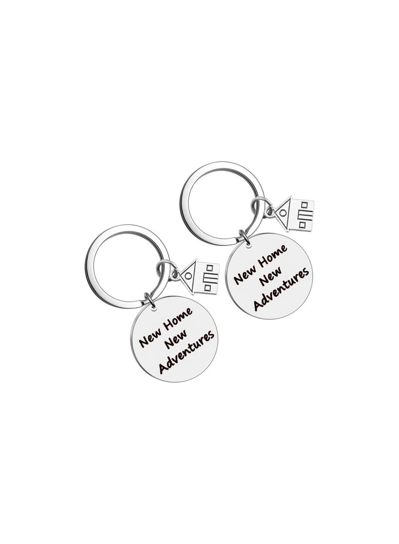 GGOOT 2pcs New Home Keychain Housewarming Keychain for New Homeowners New House Keyring New Home New Adventures Keychain New Neighbor Keychain 30MM - Image 1