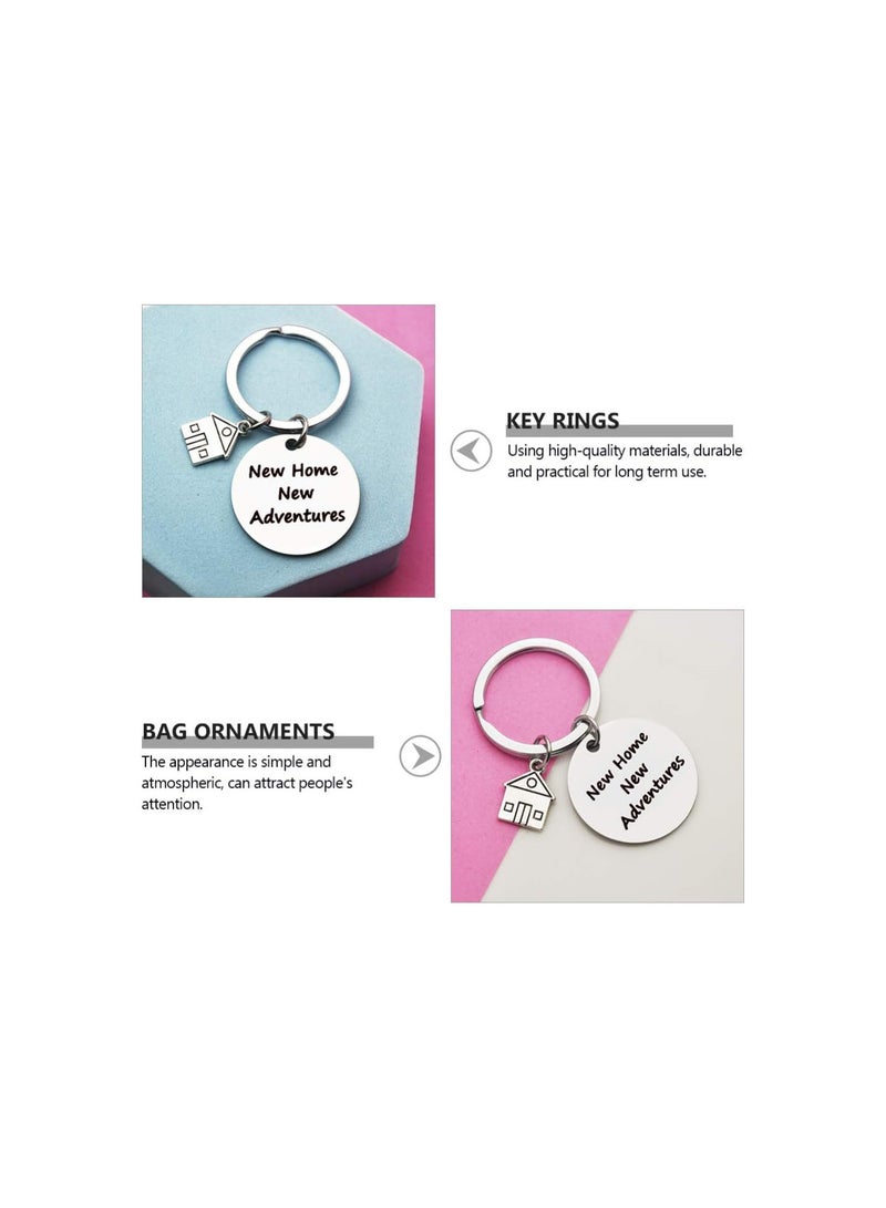 GGOOT 2pcs New Home Keychain Housewarming Keychain for New Homeowners New House Keyring New Home New Adventures Keychain New Neighbor Keychain 30MM - Image 2