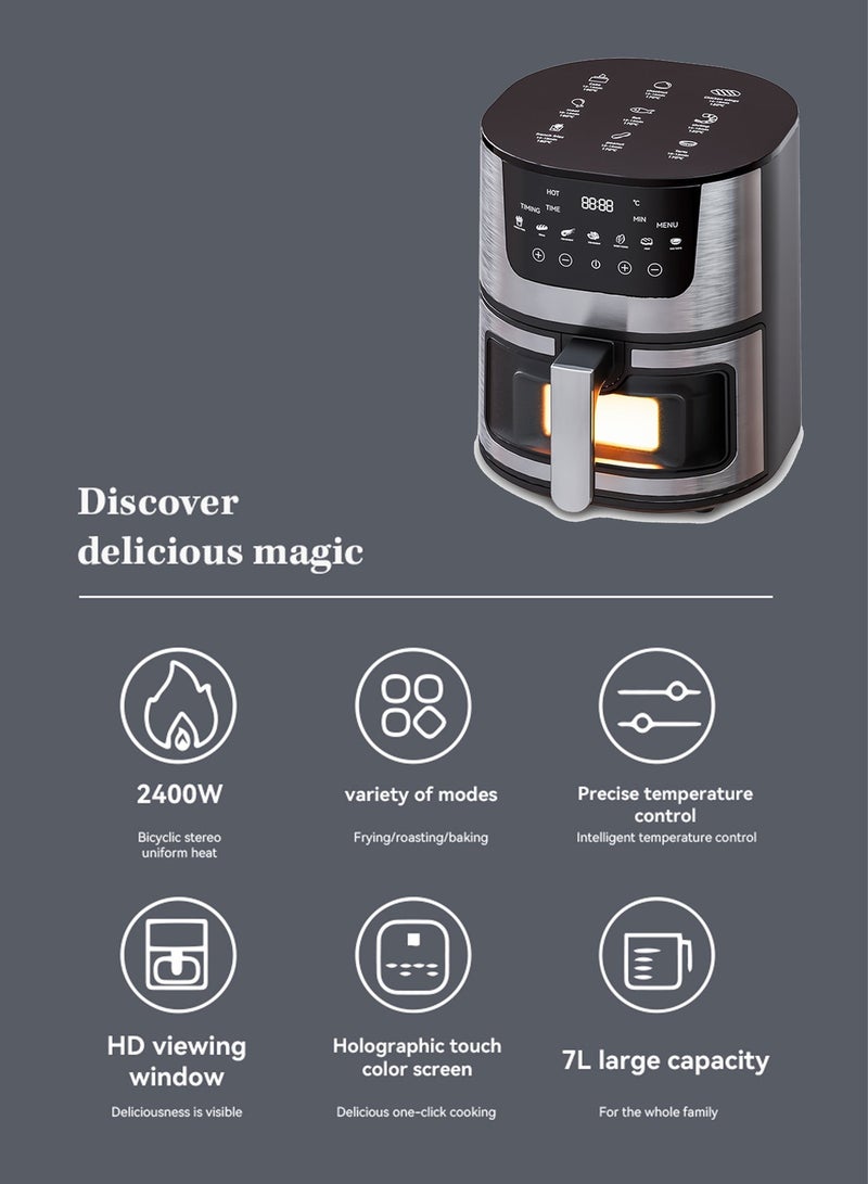 FLUXHOM Air Fryer Oven 7L Stainless Steel Digital Touch Screen Dishwasher-Safe–Roast, Bake, Broil and Air Fry Quick and Easy Meals - Image 5