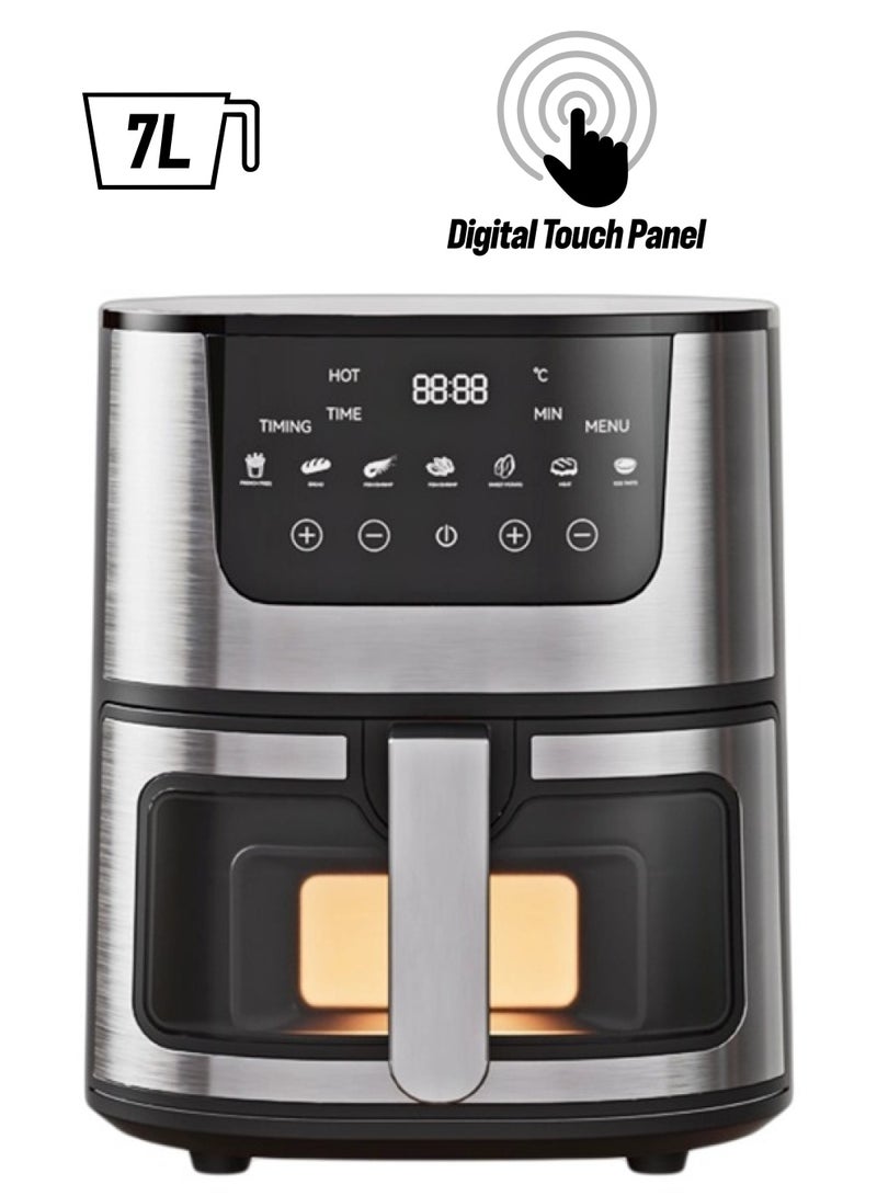 Air Fryer Oven 7L Stainless Steel Digital Touch Screen Dishwasher-Safe–Roast, Bake, Broil and Air Fry Quick and Easy Meals  - Image 1