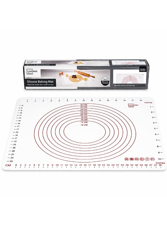 Livarno Silicone Baking Mat, 100% Platinum Silicone, Heat-Resistant & Non-Slip, Reusable Non-Stick Pastry Mat with Measurement Markings, 45 x 32 cm, BPA-Free & Dishwasher Safe - Image 1