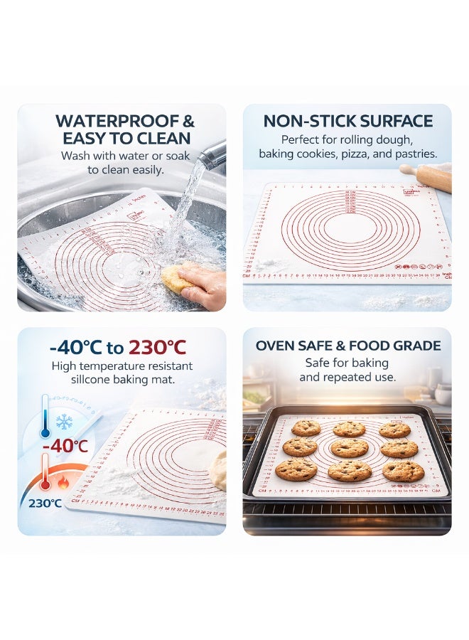 Livarno Silicone Baking Mat, 100% Platinum Silicone, Heat-Resistant & Non-Slip, Reusable Non-Stick Pastry Mat with Measurement Markings, 45 x 32 cm, BPA-Free & Dishwasher Safe - Image 2