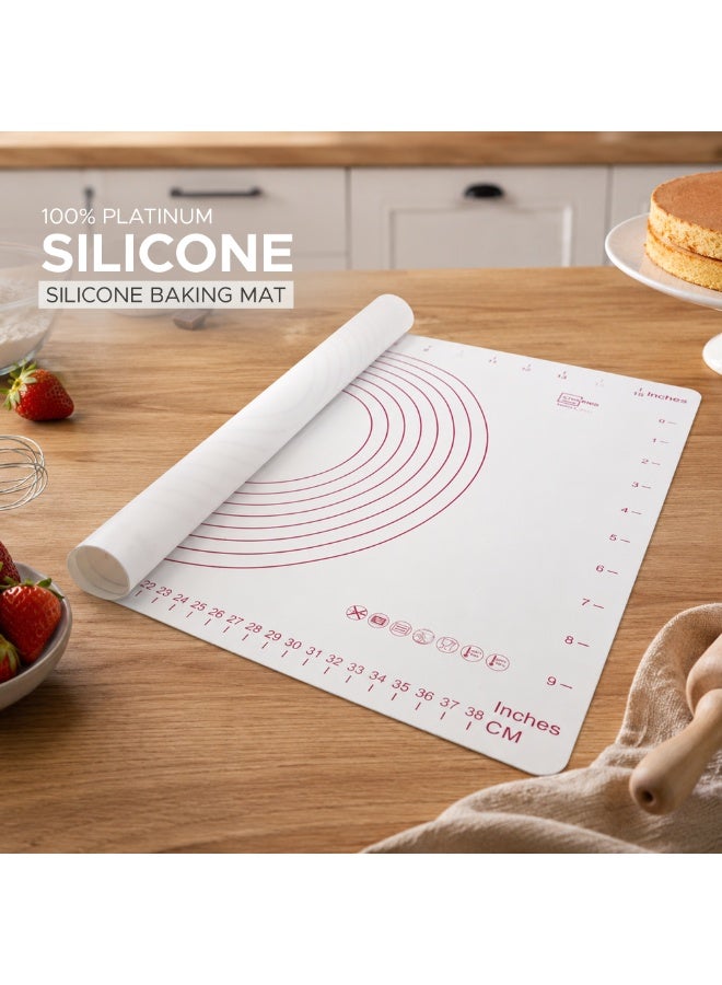 Silicone Baking Mat, 100% Platinum Silicone, Heat-Resistant & Non-Slip, Reusable Non-Stick Pastry Mat with Measurement Markings, 45 x 32 cm, BPA-Free & Dishwasher Safe - Image 2