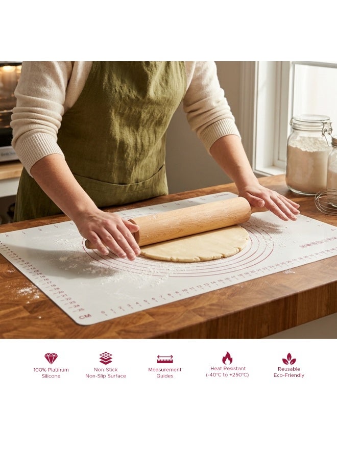 Silicone Baking Mat, 100% Platinum Silicone, Heat-Resistant & Non-Slip, Reusable Non-Stick Pastry Mat with Measurement Markings, 45 x 32 cm, BPA-Free & Dishwasher Safe - Image 3
