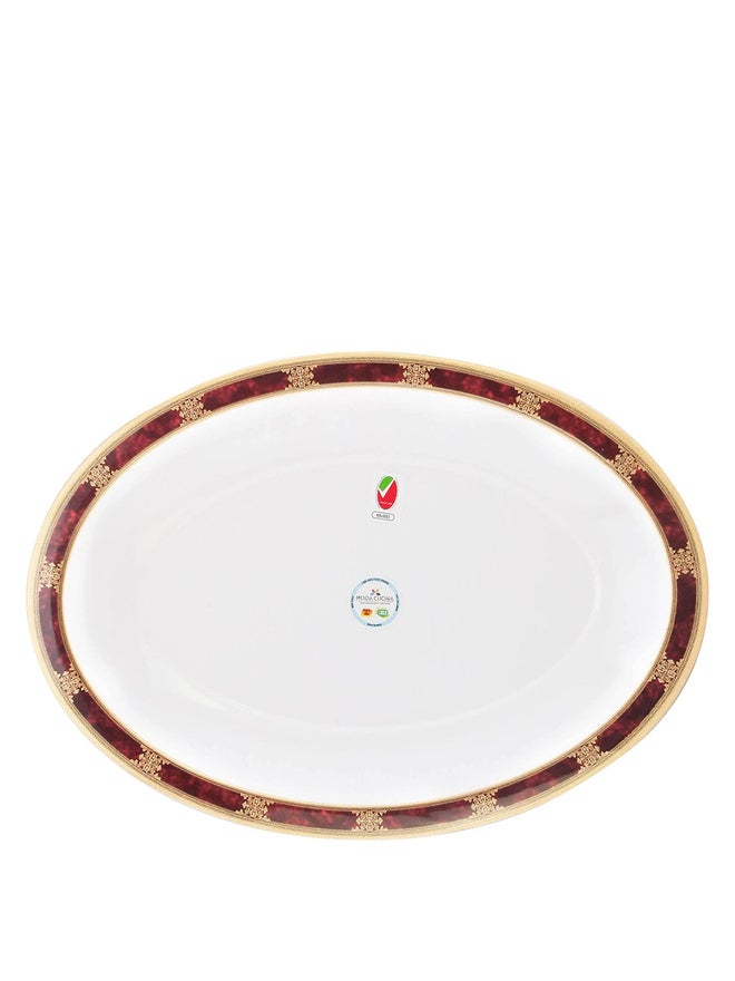 MODA CUCINA طبق تقديم بيضاوي كبير من مودة كوتشينا ميلامين أحمر 32 سم