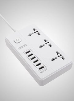 Tycom Power Strip Surge Protector with USB- Extension Cord Flat Plug with Widely 3 AC Outlet and 6 USB, Small Desktop Station with 6 ft Power Cord, Compact Socket