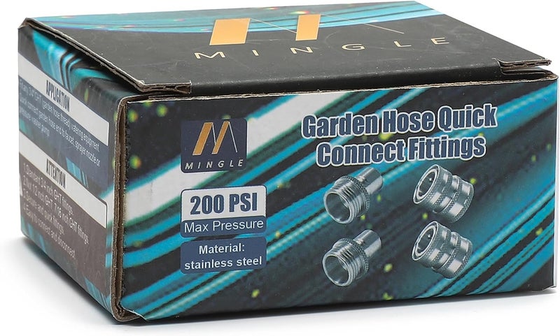M MINGLE Garden Hose Quick Connect Fittings, 3/4 Inch GHT Stainless Steel, Quick Connector Set, 2-Pack - Image 5