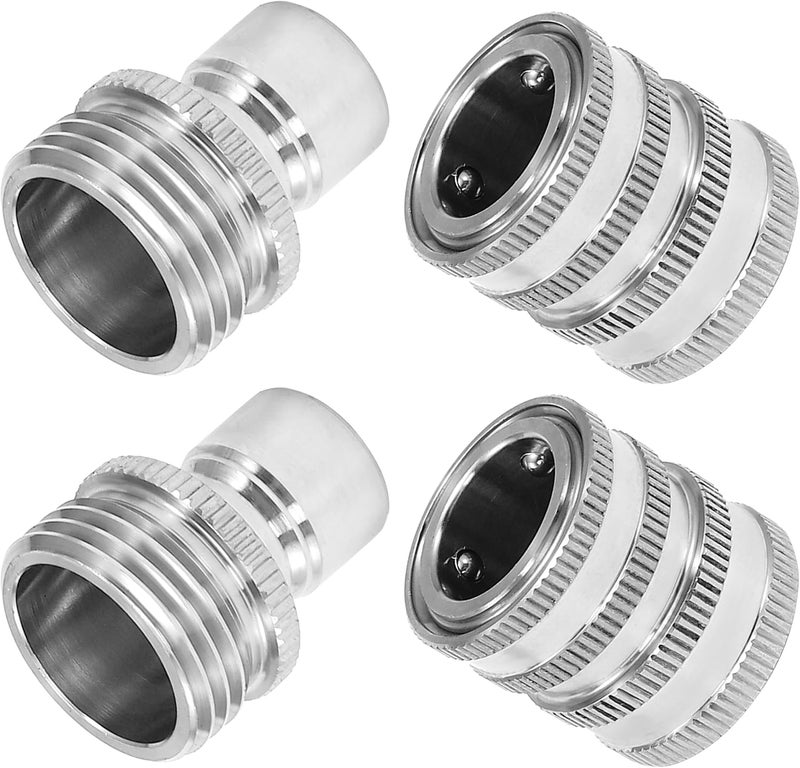M MINGLE Garden Hose Quick Connect Fittings, 3/4 Inch GHT Stainless Steel, Quick Connector Set, 2-Pack - Image 1