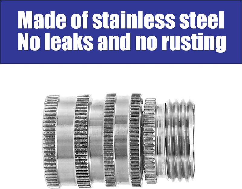 M MINGLE Garden Hose Quick Connect Fittings, 3/4 Inch GHT Stainless Steel, Quick Connector Set, 2-Pack - Image 4