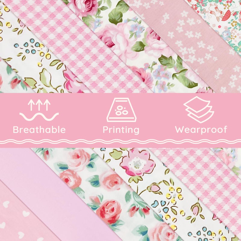 Aubliss 8pcs Fat Quarter Fabric Bundles (100% Cotton - 20'' x 20'') Quilting Cotton Craft Fabric Pre-Cut Squares Sheets for Patchwork Sewing Quilting Crafting(Rose) - Image 5