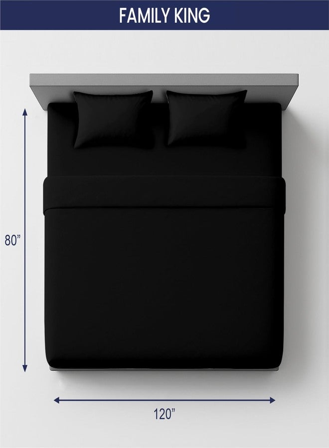 SGI bedding ملاءة سرير إس جي آي، مقاس كينج عائلي، قطعة واحدة، عرض 120 بوصة × طول 80 بوصة، مصنوعة من القطن المصري 100%، كثافة 600 خيط، تناسب الأسرّة ذات الجيوب العميقة 18 بوصة، ملاءات فاخرة ناعمة ومسامية، مناسبة للأسرّة الكبيرة جدًا، لون أسود - Image 4