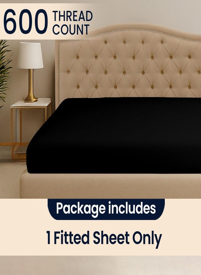 SGI bedding ملاءة سرير إس جي آي، مقاس كينج عائلي، قطعة واحدة، عرض 120 بوصة × طول 80 بوصة، مصنوعة من القطن المصري 100%، كثافة 600 خيط، تناسب الأسرّة ذات الجيوب العميقة 18 بوصة، ملاءات فاخرة ناعمة ومسامية، مناسبة للأسرّة الكبيرة جدًا، لون أسود - Image 2