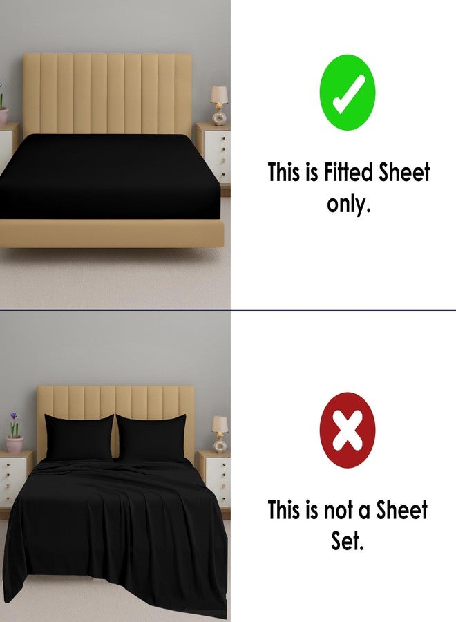 SGI bedding ملاءة سرير إس جي آي، مقاس كينج عائلي، قطعة واحدة، عرض 120 بوصة × طول 80 بوصة، مصنوعة من القطن المصري 100%، كثافة 600 خيط، تناسب الأسرّة ذات الجيوب العميقة 18 بوصة، ملاءات فاخرة ناعمة ومسامية، مناسبة للأسرّة الكبيرة جدًا، لون أسود - Image 3