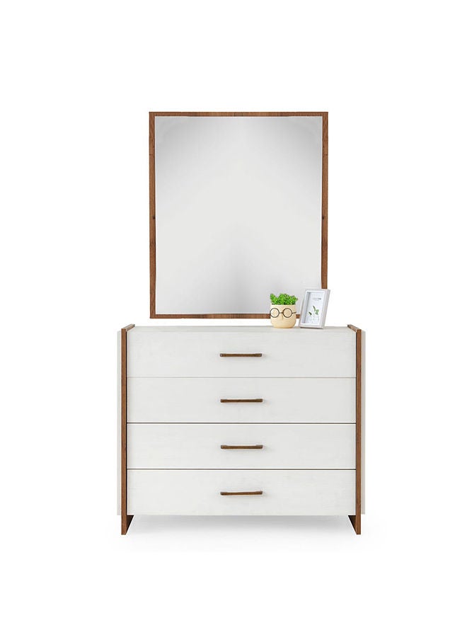 DANUBE HOME Gordion Dresser with Mirror Durable Vanity Table Dressing Makeup Desk with Storage Modern Design Bedroom Furnitures L 100 x W 42.5 x H 82 cm Light Cream  - Image 1