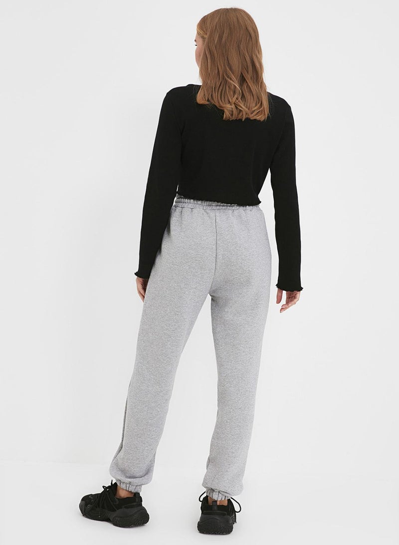 trendyol Gray Melange Thick Fleece Inside Basic Knitted Sweatpants Trousers - Image 5