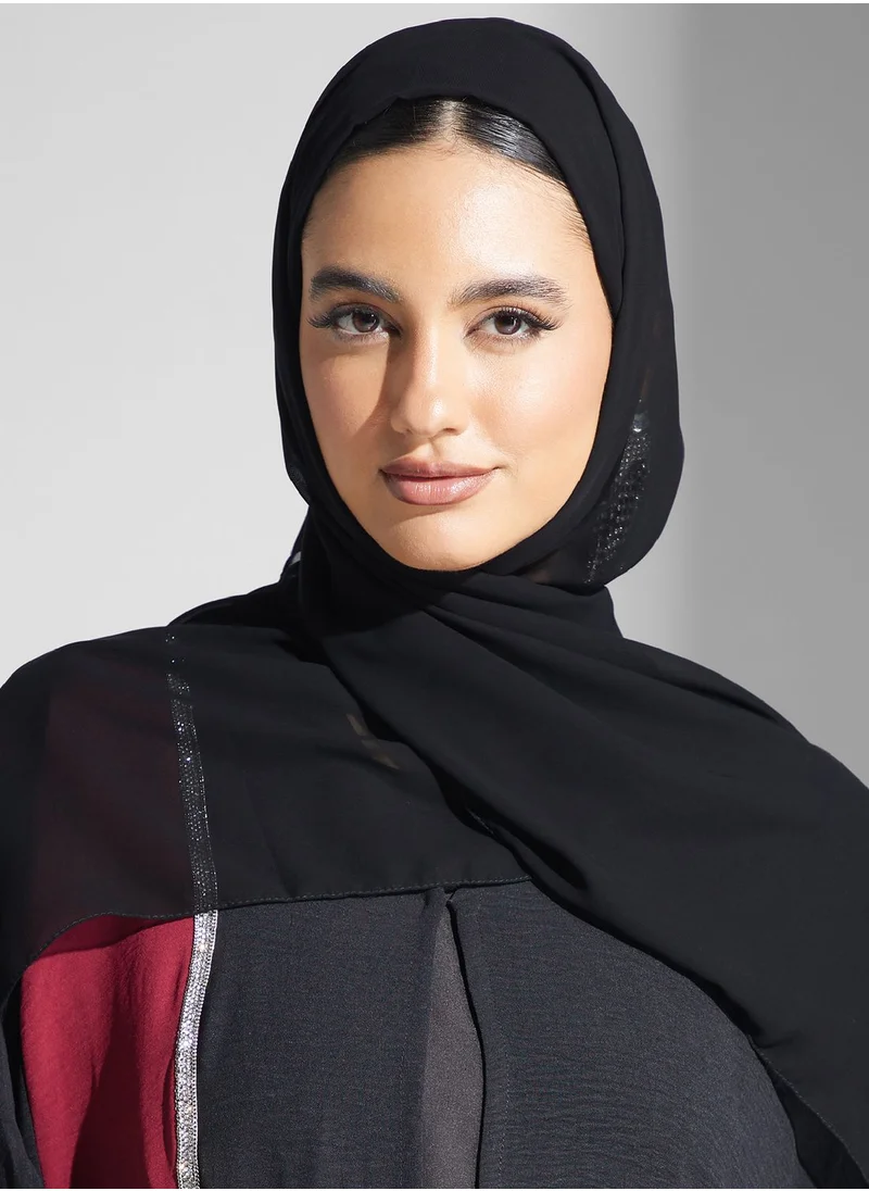 hayas closet Colorblock Embellished Abaya