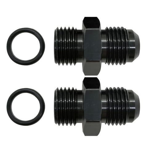 YSIL 6AN Male Flare to 6AN ORB Fitting Adapter O-ring BOSS Fuel Pump Rail Connector Aluminum Black 2PCS - Image 1