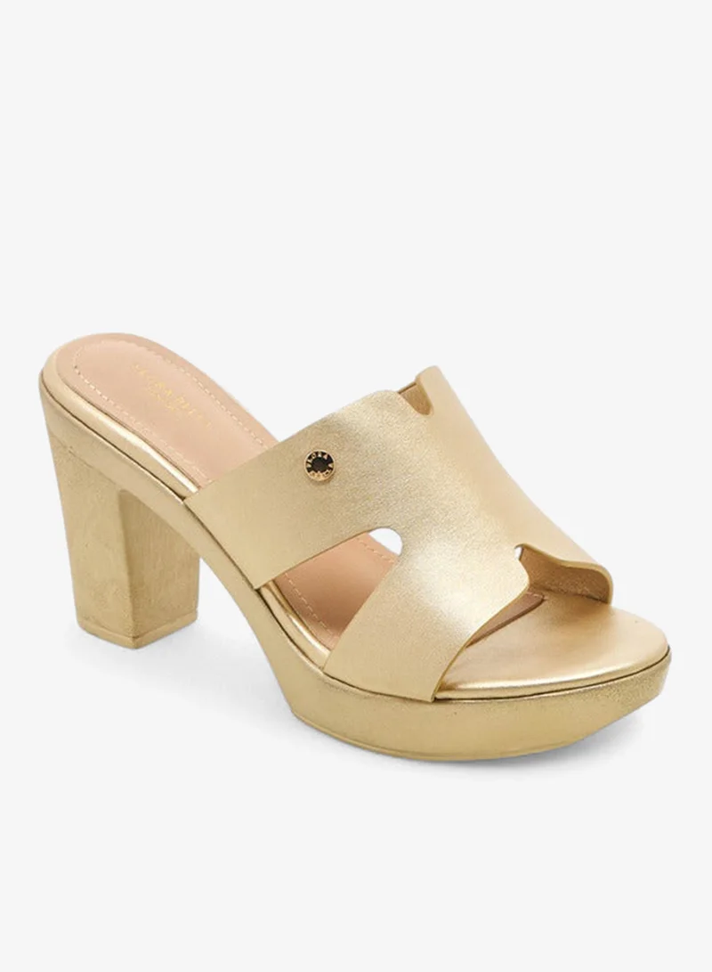 Flora Bella By Shoexpress Cut Out Detail Slip-On Sandals with Platform Heels