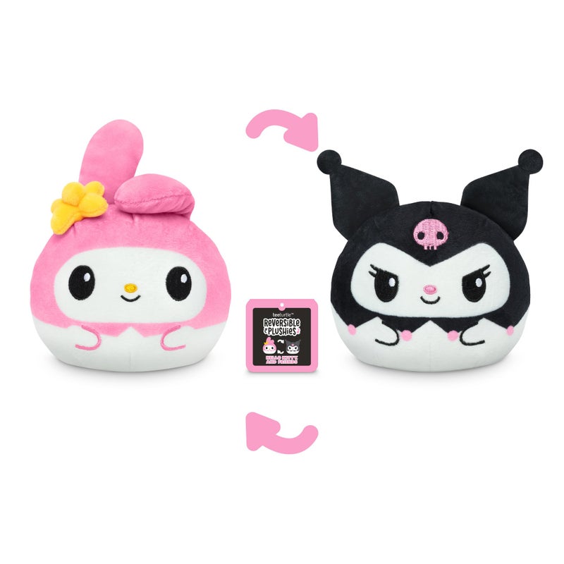 TeeTurtle Reversible Sanrio Kuromi and My Melody Plushie 4-Inch Cute Kawaii Two-Sided Flip Plush Toy with Embroidered Details - Cute Mini Collectible Plush for Kids, Teens, and Adults - Image 3