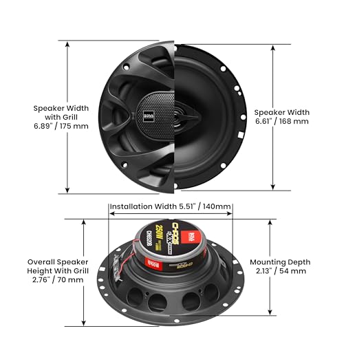 BOSS Audio Systems CH6520B Chaos Series 6.5 Inch Car Stereo Door Speakers - 250 Watts Max, 2 Way, Full Range Audio, 1 Inch Tweeter, Coaxial, Sold in Pairs - Image 3