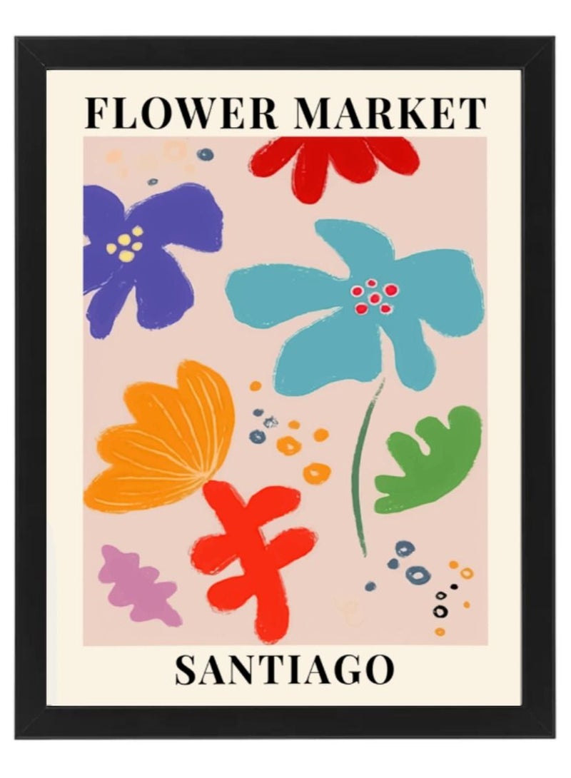 Boomah Accessories Flower Market Santiago Colorful Botanical Art Poster with Frame 50x40cm 