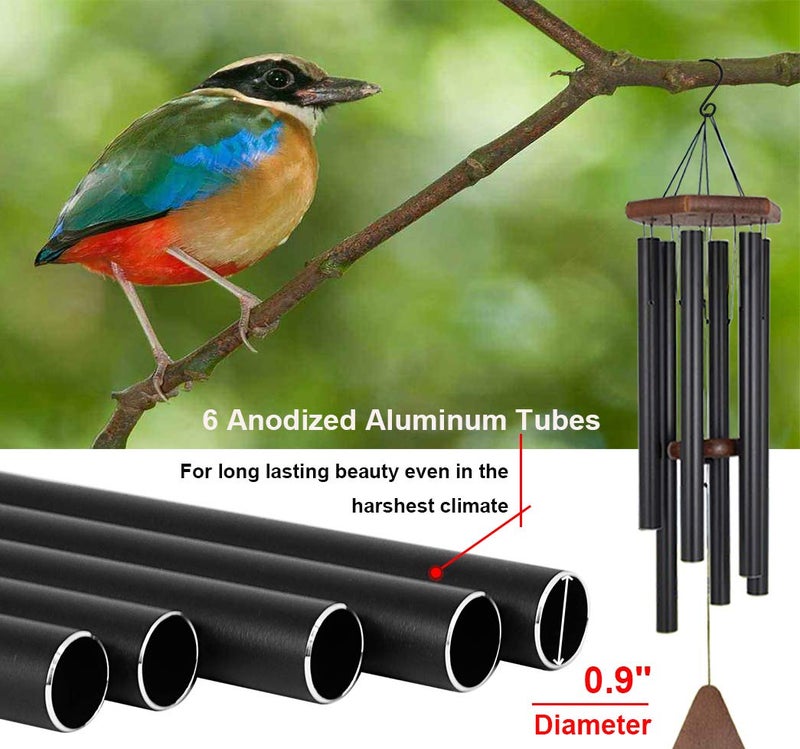 Reliancer Reliancer Memorial Wind Chime Outdoor Large Deep Tone Amazing Grace WindChime with 6 Aluminum Tubes Elegant Melodic Sympathy Chimes Windbell HomeGarden Decor Patio Balcony Gift 31 Black  - Image 3