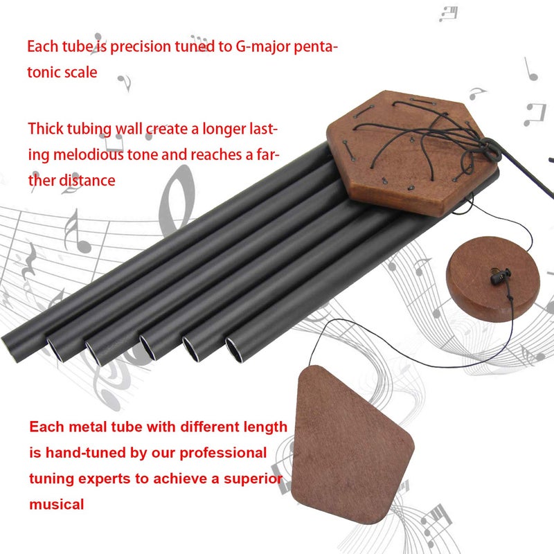 Reliancer Reliancer Memorial Wind Chime Outdoor Large Deep Tone Amazing Grace WindChime with 6 Aluminum Tubes Elegant Melodic Sympathy Chimes Windbell HomeGarden Decor Patio Balcony Gift 31 Black  - Image 5