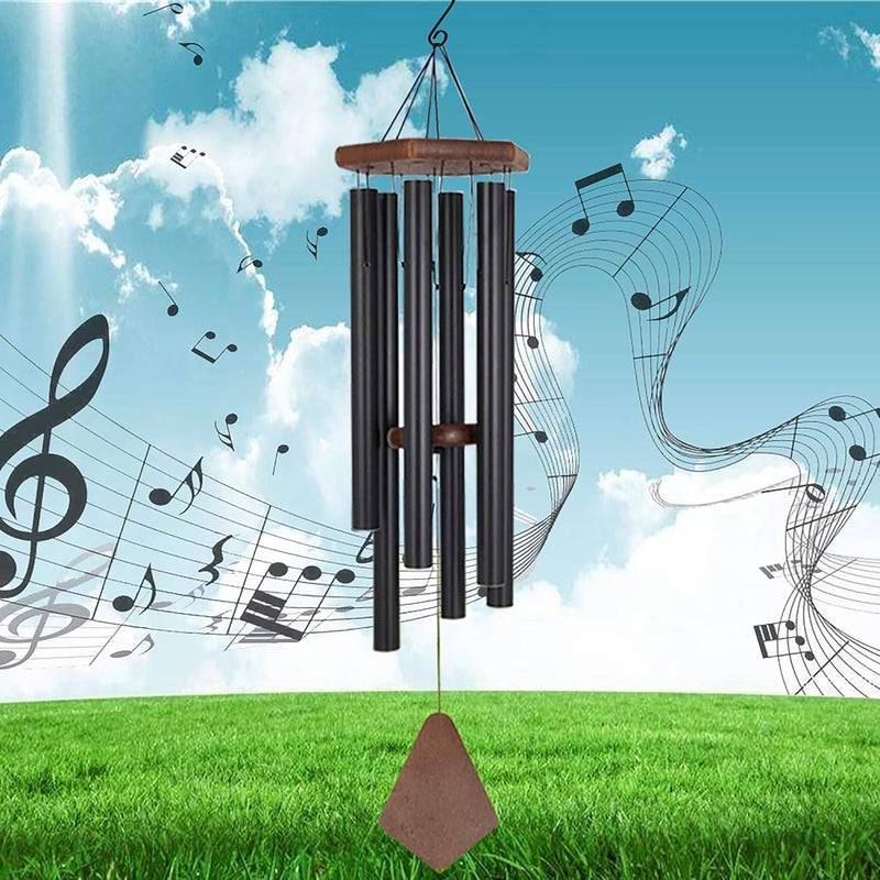 Reliancer Reliancer Memorial Wind Chime Outdoor Large Deep Tone Amazing Grace WindChime with 6 Aluminum Tubes Elegant Melodic Sympathy Chimes Windbell HomeGarden Decor Patio Balcony Gift 31 Black  - Image 1