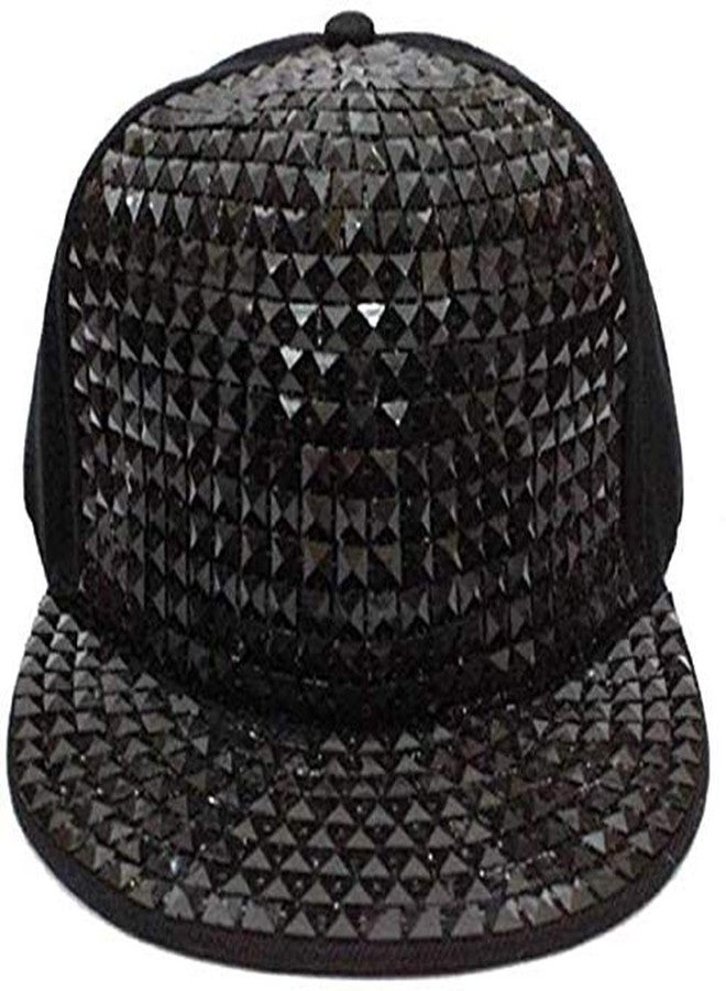 Niue Unisex Cotton Stud Spike Crocodile Snapback Hip Hop Cap (Black) - Image 1