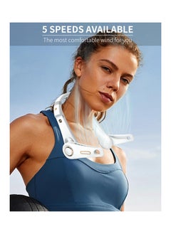 SYOSI Neck Fan, 5 Speeds Bladeless Fan Wearable Fan Foldable Cooling Fan Hands-Free Fan with LED Display Lightweight Neck Fan Adjustable Wind Direction Hands Free Neck Fan for Men Women Travel Outdoor  - Image 2