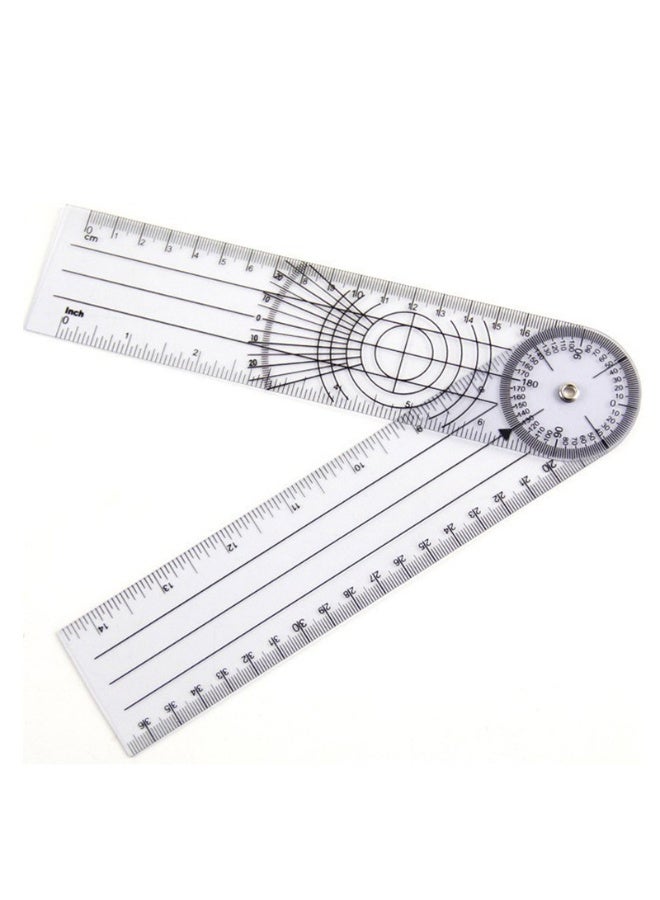 مقياس زوايا بلاستيكي شفاف 360 درجة ذو أذرع قابلة للطي مقاس 7 بوصات - Image 1
