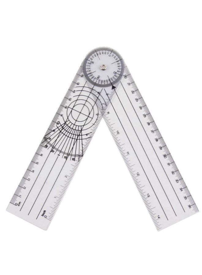 مقياس زوايا بلاستيكي شفاف 360 درجة ذو أذرع قابلة للطي مقاس 7 بوصات - Image 2