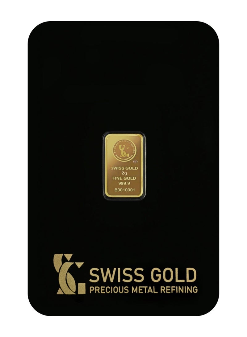 Swiss gold SwissGold Minted Gold Bar 2g 24K (999.9%) Pure Gold - Image 1