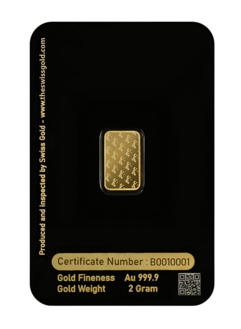 Swiss gold SwissGold Minted Gold Bar 2g 24K (999.9%) Pure Gold - Image 2