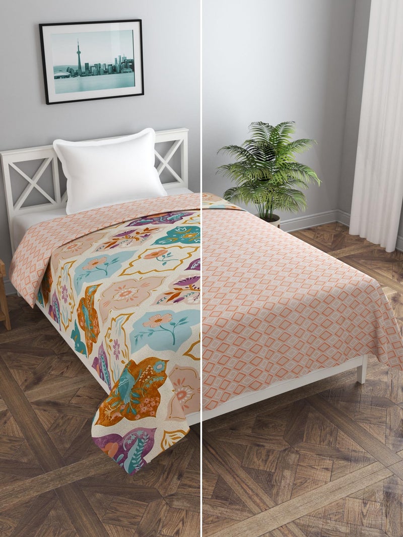 MORADO Glace Cotton 210 TC Single Bed Size Reversible Duvet Cover/Quilt Cover/Rajai Cover/Blanket Cover with Zipper (Purple, 60x90 Inches) - Image 1