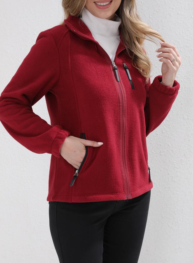 Take Two Red Fleece Jacket with Zip Pockets - Image 3