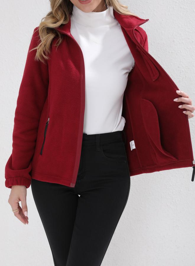Take Two Red Fleece Jacket with Zip Pockets - Image 5