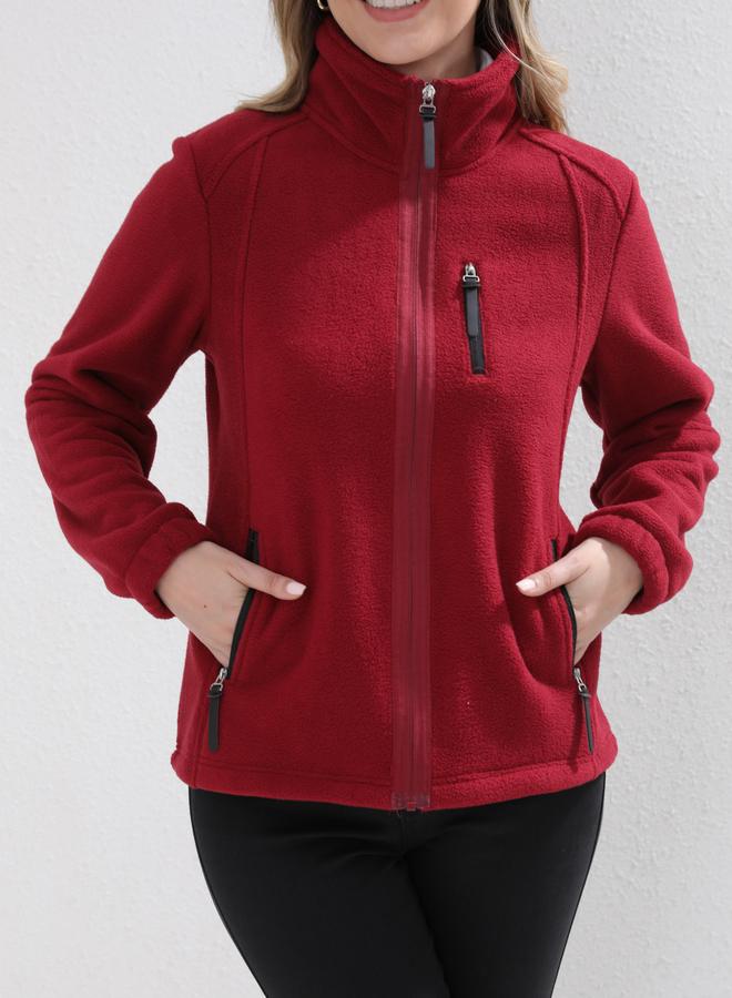 Take Two Red Fleece Jacket with Zip Pockets - Image 1