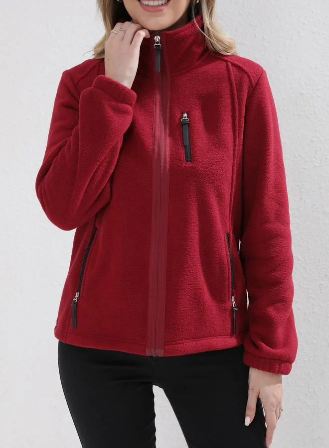 تايك تو جاكيت فليس مع جيوب بسحَّاب غلق