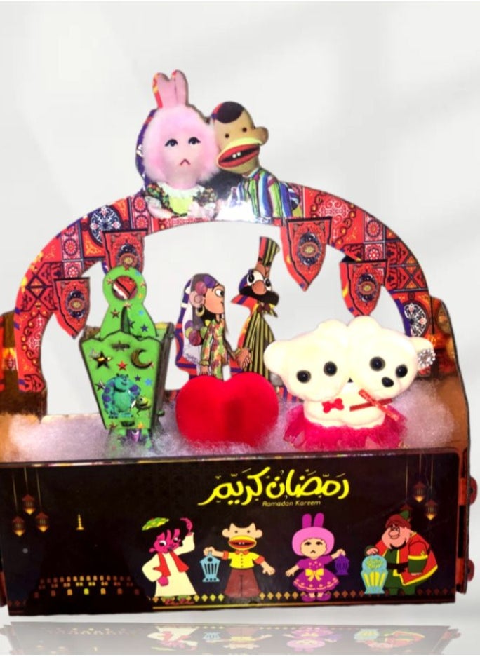 Generic - Wooden Ramadan lantern in the shape of a basket with sound and light, length 36 cm and width 33 - multi-colored - Image 1